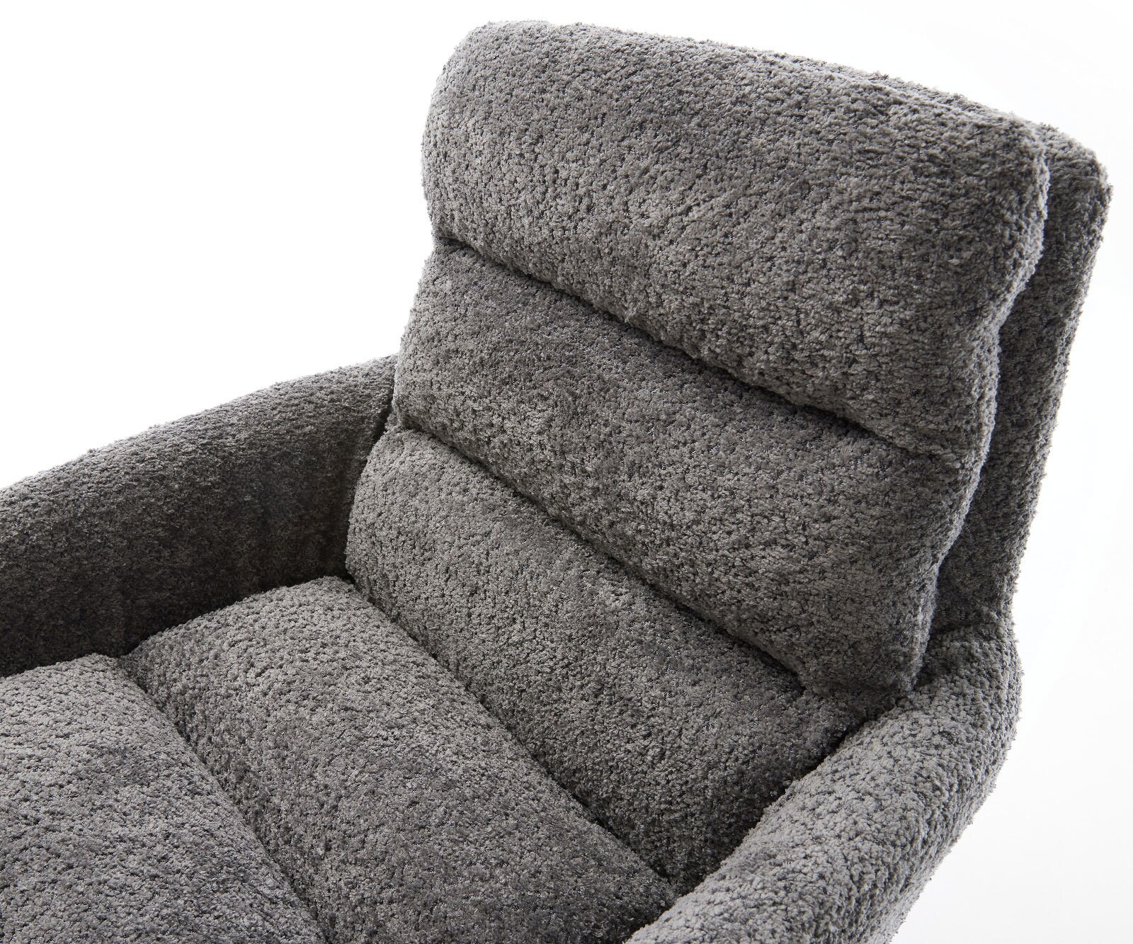 Drehstuhl Abelia-Flex mit Armlehnen Bouclé Grau Kreuzgestell breit Schwarz 360° drehbar Wippfunktion 3