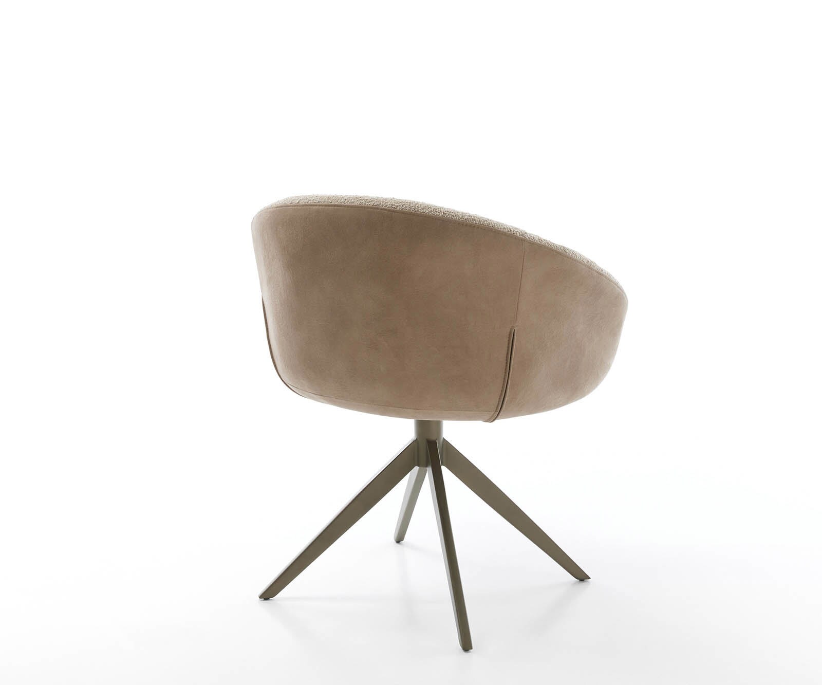 Chaise-pivotante Vinka-Flex avec accoudoirs tissu mixte couleur boue pied croisé large aspect titane pivotement sur 360° ressorts ensachés 5