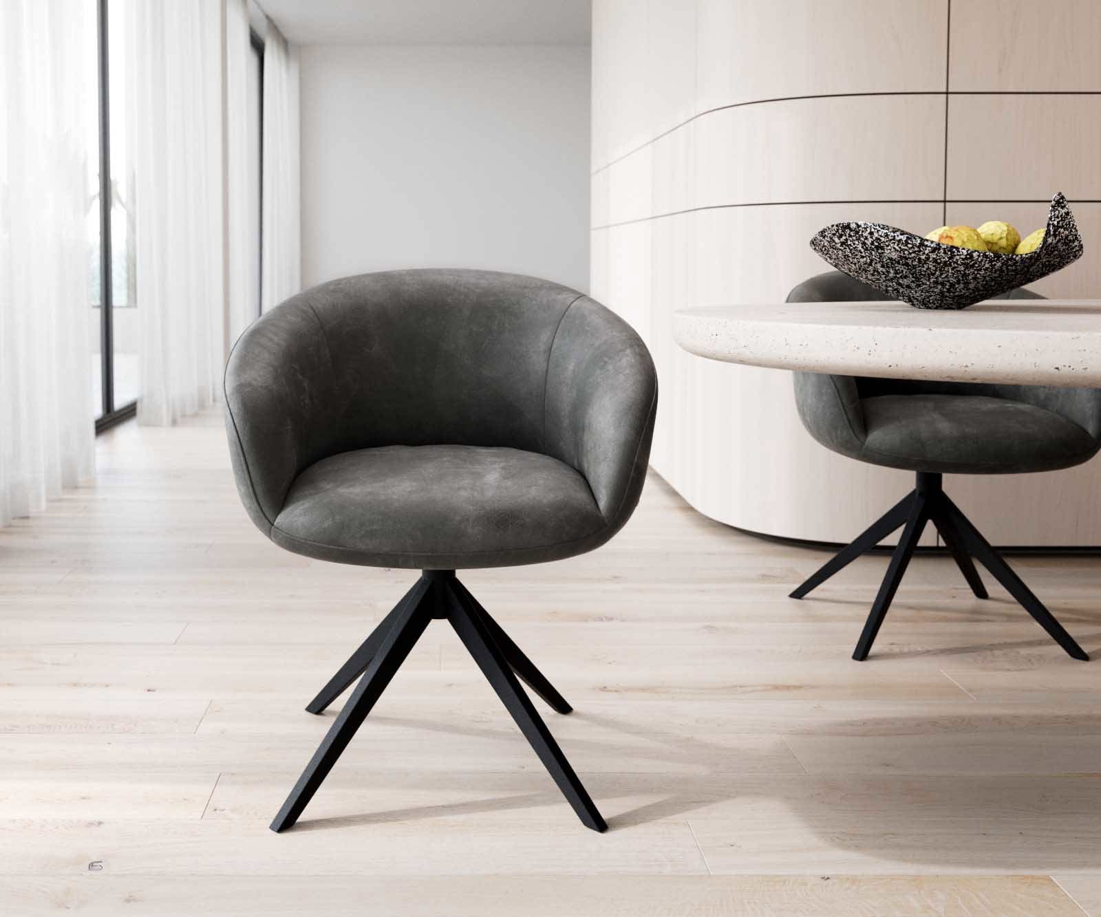 Drehstuhl Vinka-Flex mit Armlehnen Mikrofaser Anthrazit Vintage Kreuzgestell breit Schwarz 360° drehbar Taschenfederkern 1 Drehstuhl Vinka-Flex mit Armlehnen Mikrofaser Anthrazit Vintage Kreuzgestell breit Schwarz 360° drehbar Taschenfederkern 1