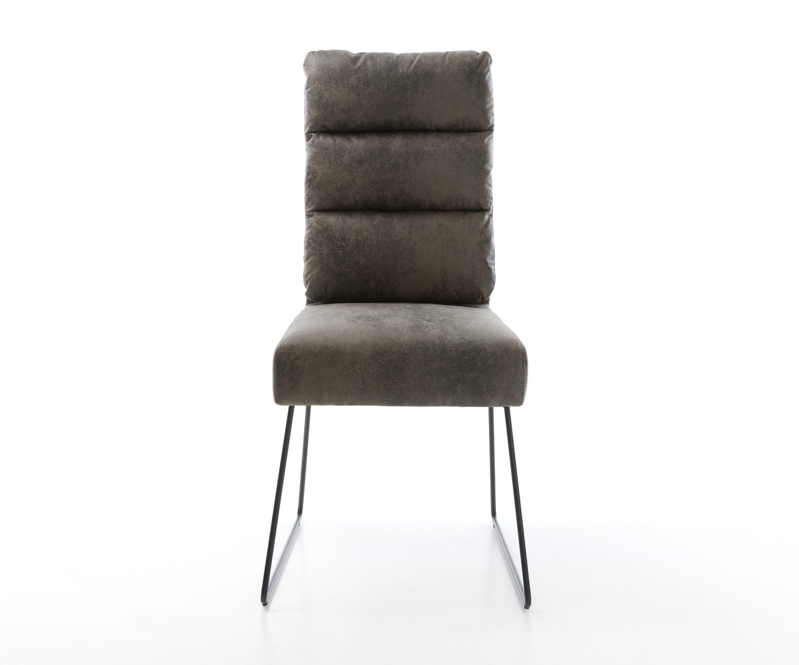 Chaise-de-salle-à-manger Pela-Flex microvelours gris antique pied trapèze noir ressorts ensachés 1 Chaise-de-salle-à-manger Pela-Flex microvelours gris antique pied trapèze noir ressorts ensachés 1