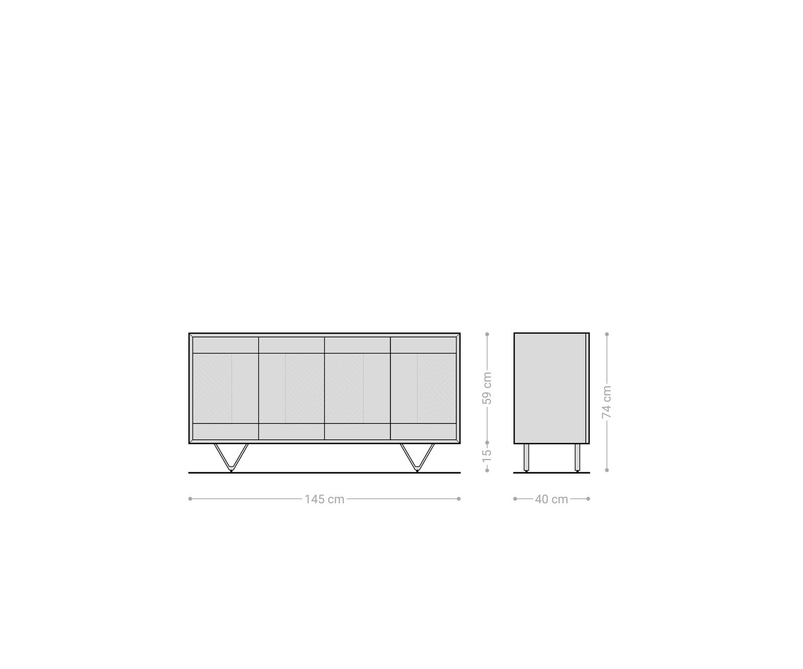 Sideboard Manjula 145 cm Mango Braun 4 Türen V-Fuß Metall Schwarz 5