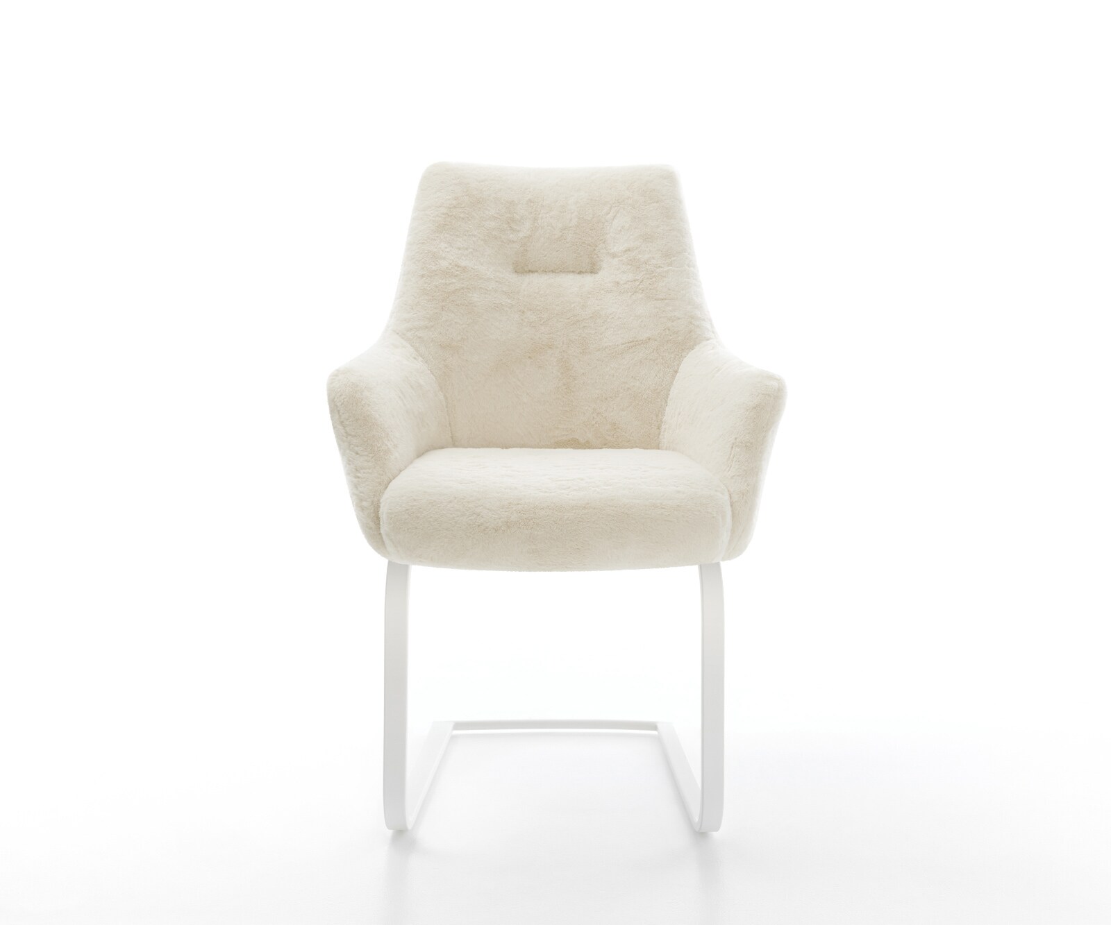 Cantilever Alja-Flex avec accoudoirs peluche crème-blanc pied cantilever plat blanc resorts ensachés 2
