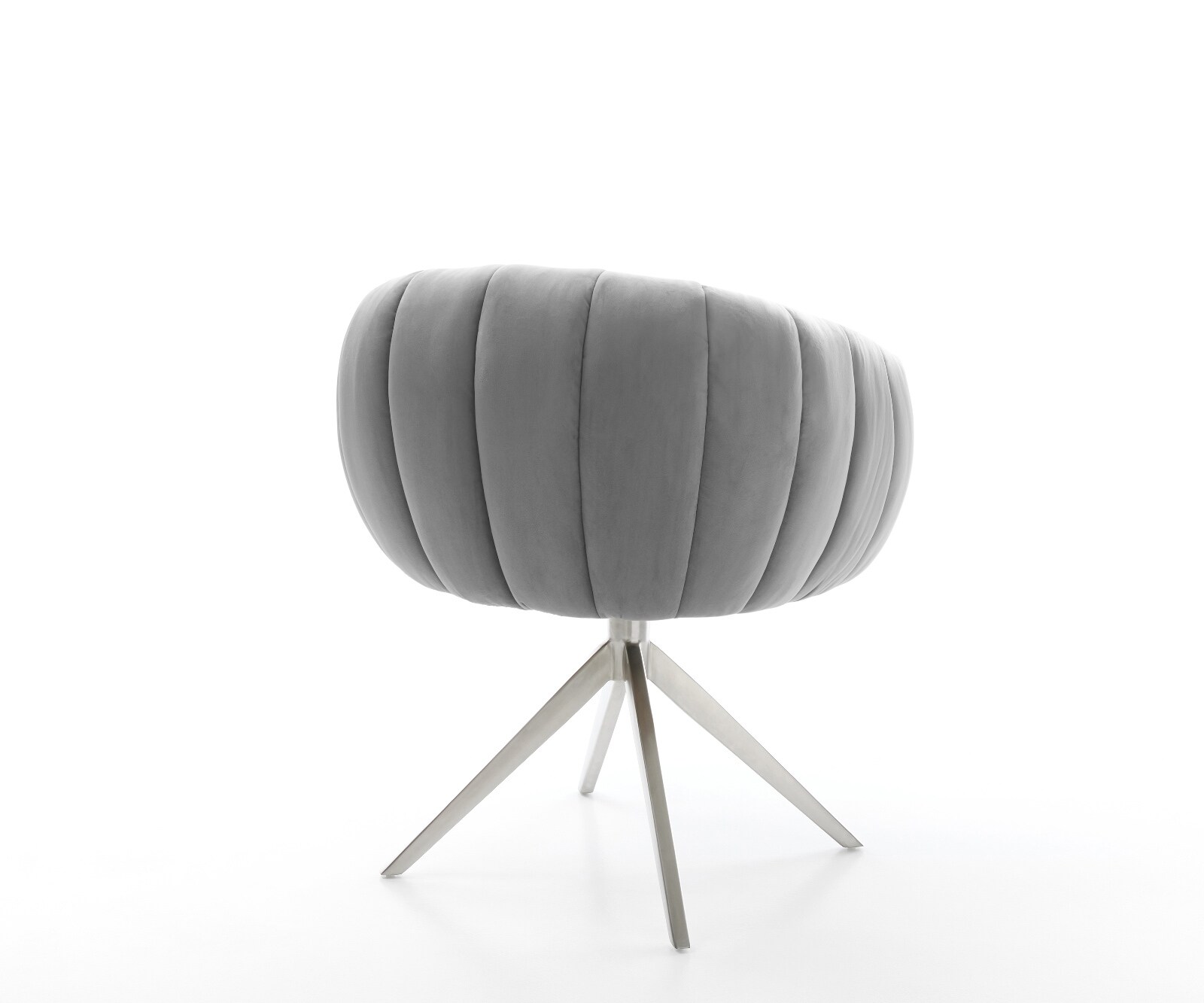 Chaise-pivotante Jada-Flex velours gris pied croisé large acier inoxydable brossé pivotement sur 360° fonction bascule ressorts ensachés 4