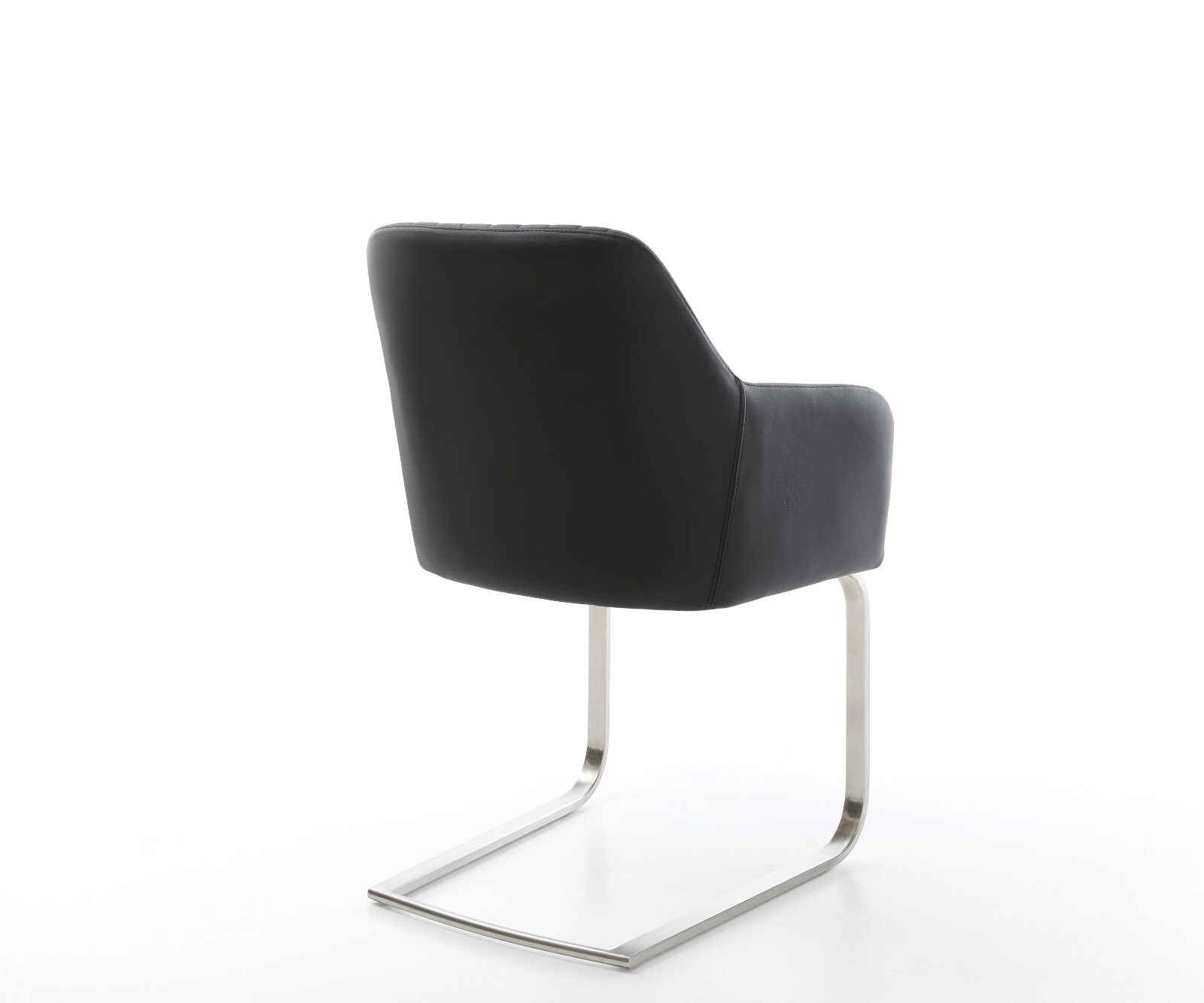 Cantilever Greg-Flex cuir de vache noir pied cantilever plat acier inoxydable brossé ressorts ensachés 4