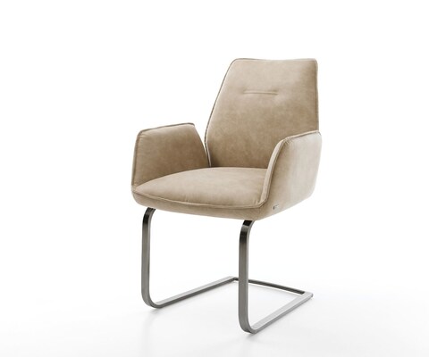 Freischwinger Zoa-Flex Mikrofaser Beige Vintage Freischwinger flach Graphit Taschenfederkern