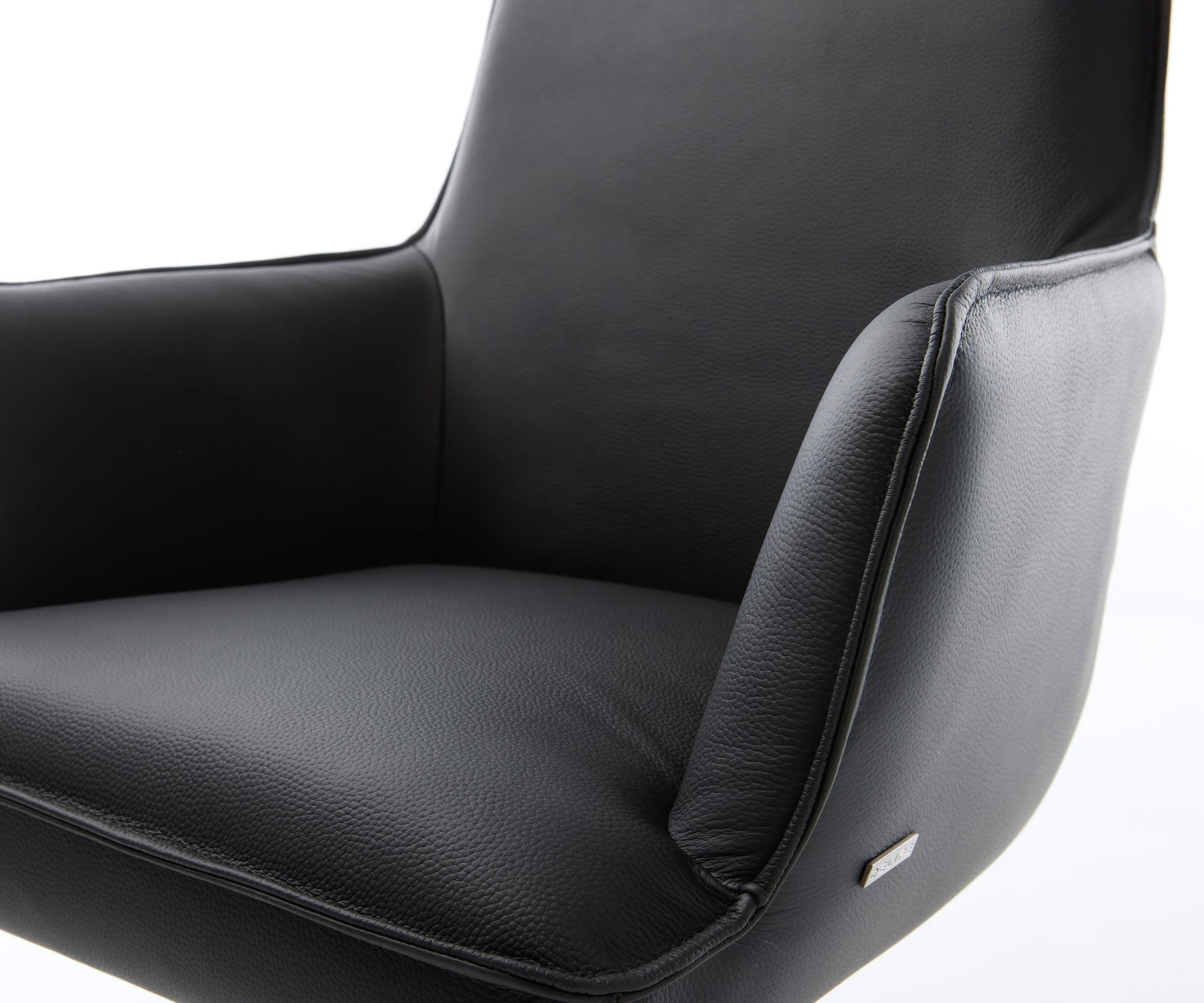 Chaise-pivotante Heira-Flex cuir de vache noir pied croisé large acier inoxydable brossé pivotement sur 360° fonction bascule ressorts ensachés 4