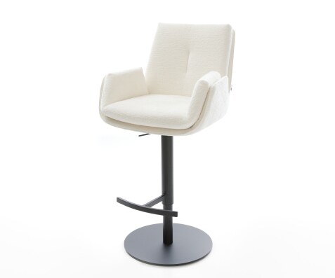 Chaise-de-bar Clea-Flex Bouclé doux Beige Pied pivotant réglable en hauteur Noir Noir