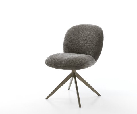 Chaise-pivotante Nube-Flex bouclé doux couleur boue pied croisé large aspect titane pivotement sur 360° fonction bascule resorts ensachés