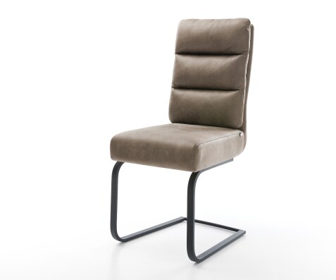 Cantilever Pela-Flex microvelours taupe vintage pied cantilever plat noir ressorts ensachés