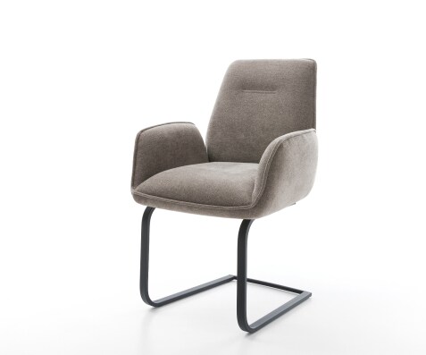 Freischwinger Zoa-Flex Strukturstoff Soft Taupe Freischwinger flach Schwarz Taschenfederkern