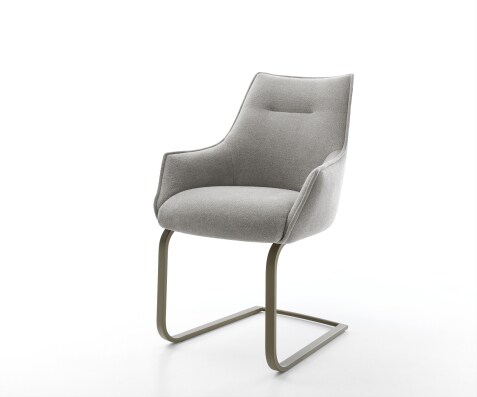 Freischwinger Alja-Flex mit Armlehnen Strukturstoff Soft Grau Freischwinger flach Effektfinish Titan Taschenfederkern