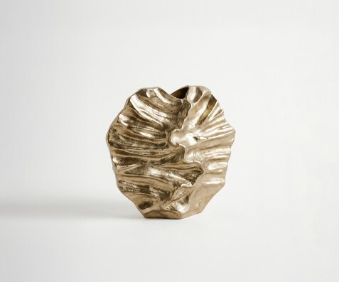 Vase Nerina B36 x T13 x H35 cm Aluminium Champagner Handgemacht
