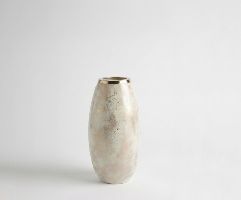 Vase Velino B22 x T22 x H44 cm Glas Alabaster Gold Handgemacht