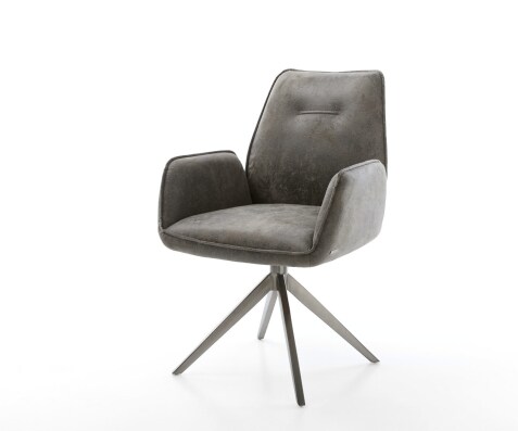 Chaise-pivotante Zoa-Flex microvelours gris antique pied croisé large grafiete pivotement sur 360° fonction bascule ressorts ensachés