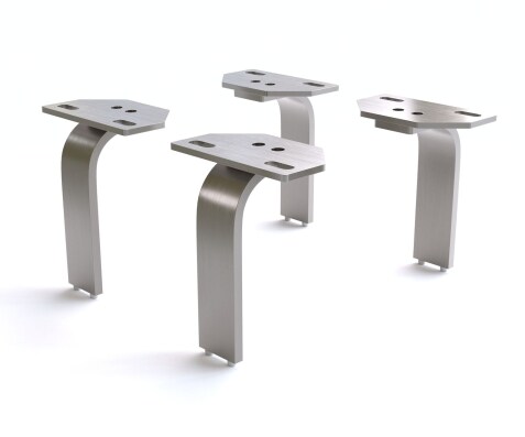 Pied-en-L 15 cm acier inoxydable brossé pour tous types de meubles (set de 4)