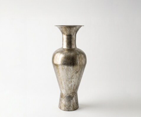 Vase Medora l25 x P25 x H60 cm Métal Platin Aurum Fait main