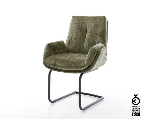 Freischwinger Clea-Flex Chenille Olive Freischwinger rund Schwarz
