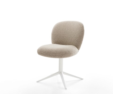 Chaise-pivotante Nube-Flex bouclé boue pied de chaise 4 branches blanc pivotement sur 360° fonction bascule ressorts ensachés
