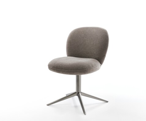 Chaise-pivotante Nube-Flex tissu structuré doux taupe pied de chaise 4 branches grafiete pivotement sur 360° fonction bascule ressorts ensachés