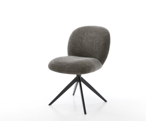 Chaise-pivotante Nube-Flex bouclé doux couleur boue pied croisé large noir pivotement sur 360° fonction bascule resorts ensachés