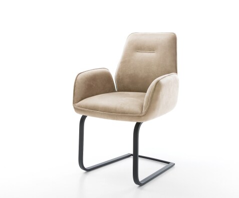 Freischwinger Clea-Flex Mikrofaser Taupe Vintage Freischwinger flach Schwarz