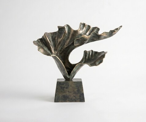 Skulptur Ginkara B60 x T18 x H57 cm Aluminium Verde Antico Handgemacht
