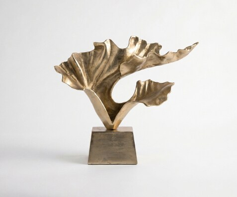 Skulptur Ginkara B60 x T18 x H57 cm Aluminium Champagner Handgemacht
