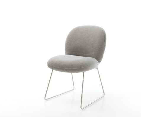 Esszimmerstuhl Nube-Flex Strukturstoff Soft Grau Kufengestell Edelstahl Taschenfederkern