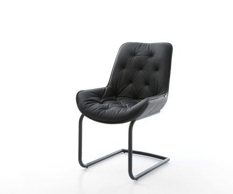 Freischwinger Taimi-Flex Echt-Leder Schwarz Freischwinger rund Schwarz