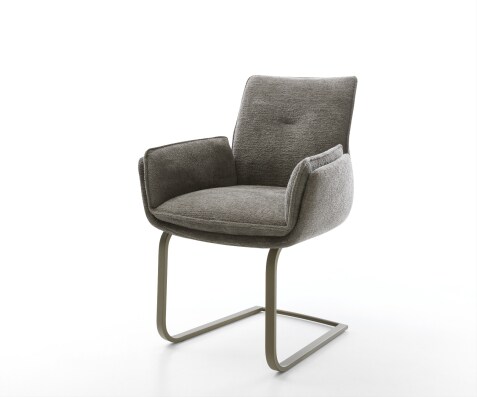Freischwinger Nela-Flex Bouclé Soft Schlamm Freischwinger flach Effektfinish Titan