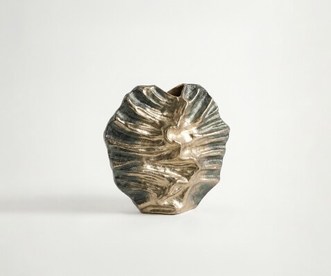 Vase Nerina B36 x T13 x H35 cm Aluminium Verde Antico Handgemacht
