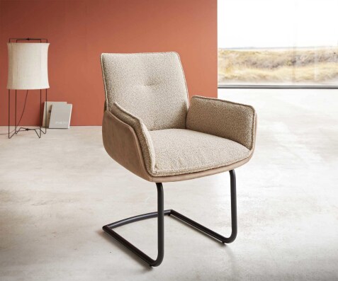 Cantilever Nela-Flex tissu mixte couleur boue pied cantilever rond noir