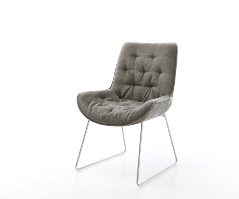 Esszimmerstuhl Taimi-Flex Bouclé Soft Schlamm Kufengestell Edelstahl