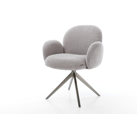 Drehstuhl Nube-Flex mit Armlehnen Cord Silbergrau Kreuzgestell breit Graphit 360° drehbar Wippfunktion Taschenfederkern