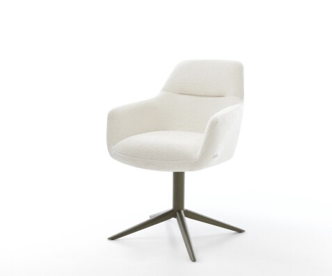 Drehstuhl Pejo-Flex Bouclé Soft Beige Fußkreuz Effektfinish Titan 360° drehbar Wippfunktion Taschenfederkern