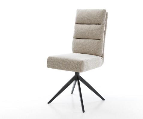 Chaise-pivotante Pela-Flex tissu tissé doux beige pied croisé large noir pivotement sur 360° fonction bascule resorts ensachés