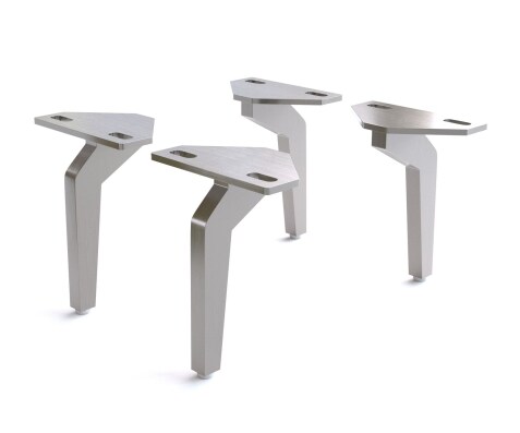 Pied-d'angle 15 cm acier inoxydable brossé pour tous types de meubles (set de 4)