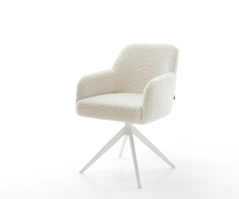 Chaise-pivotante Greg-Flex tissu teddy beige pied croisé large blanc pivotement sur 360° fonction bascule resorts ensachés