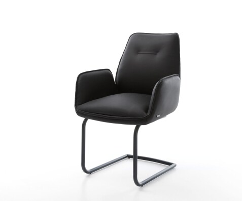 Cantilever Zoa-Flex cuir de vache noir pied cantilever rond noir ressorts ensachés